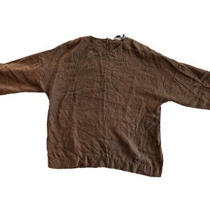 100% Linen Zara Boxy Top - Size L - EUC
